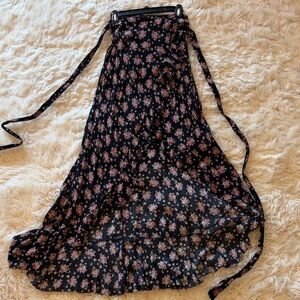 Blue Life Black and Pink Floral High Low Skirt